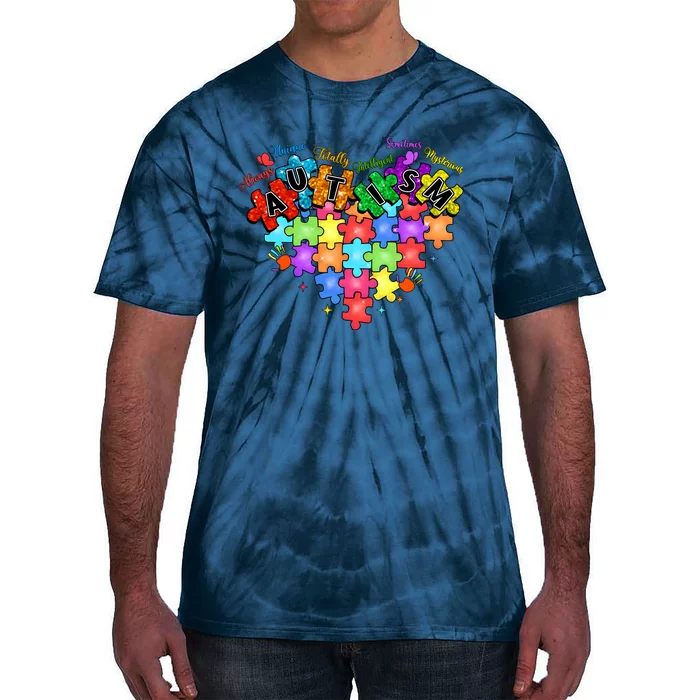 Autism Heart Autism Awareness Month Advocate Tie-Dye T-Shirt