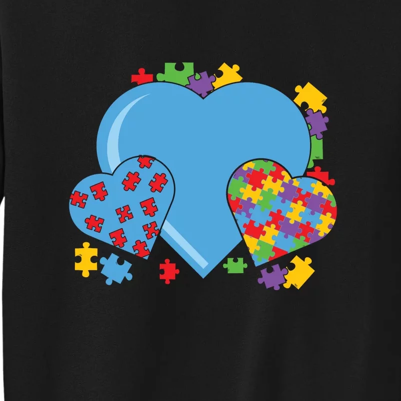 Autism Hearts Autism Awareness Puzzle Gift Tall Sweatshirt