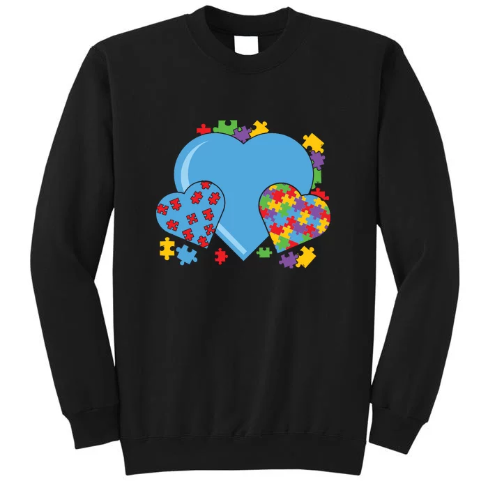 Autism Hearts Autism Awareness Puzzle Gift Tall Sweatshirt