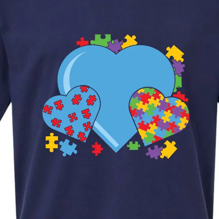 Autism Hearts Autism Awareness Puzzle Gift Sueded Cloud Jersey T-Shirt