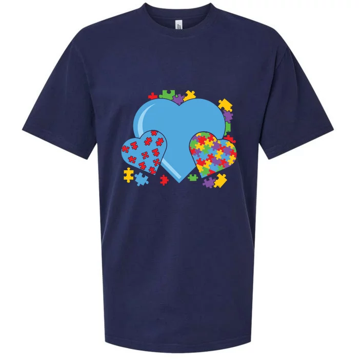 Autism Hearts Autism Awareness Puzzle Gift Sueded Cloud Jersey T-Shirt