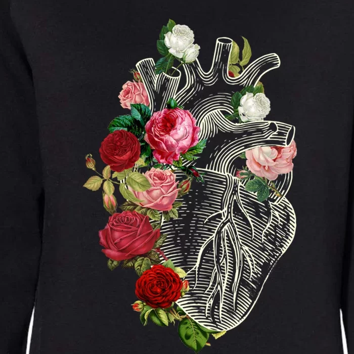 Anatomical Heart And Flowers Show Your Love Gift Womens California Wash Sweatshirt