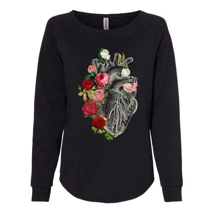 Anatomical Heart And Flowers Show Your Love Gift Womens California Wash Sweatshirt