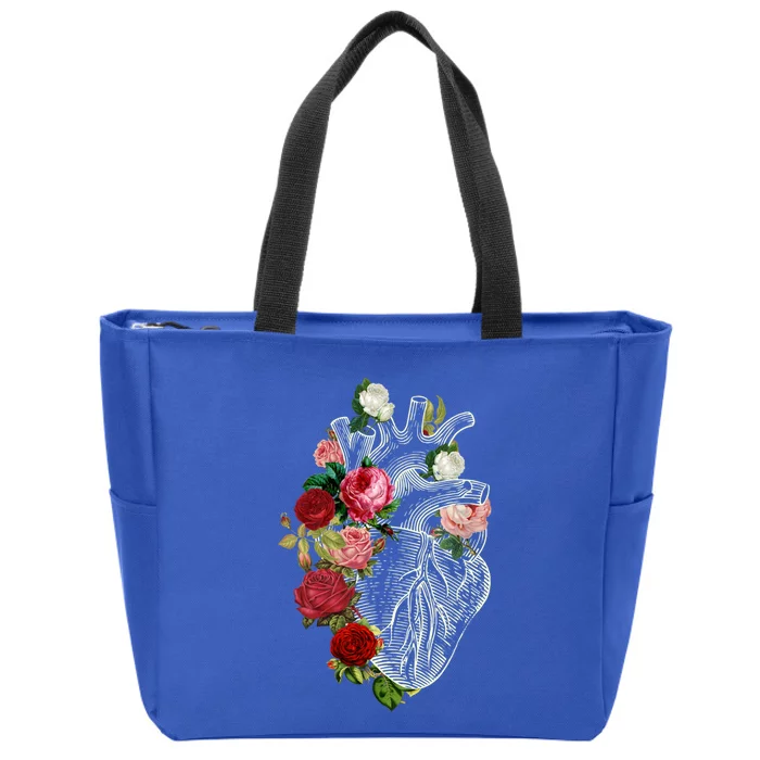 Anatomical Heart And Flowers Show Your Love Gift Zip Tote Bag