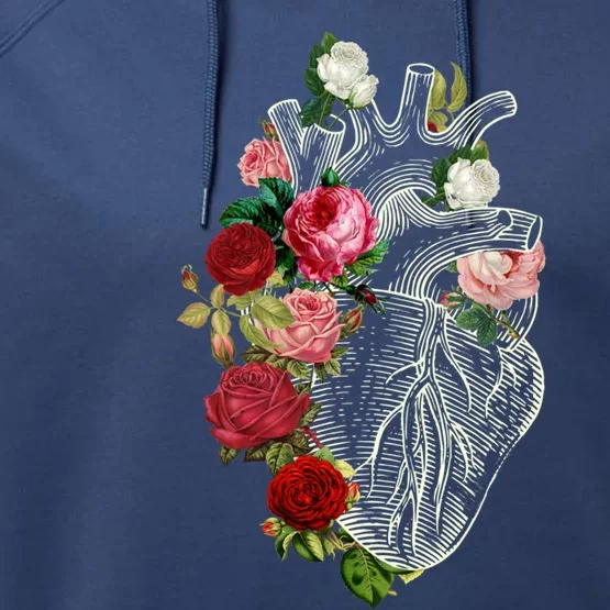 Anatomical Heart And Flowers Show Your Love Gift Performance Fleece Hoodie