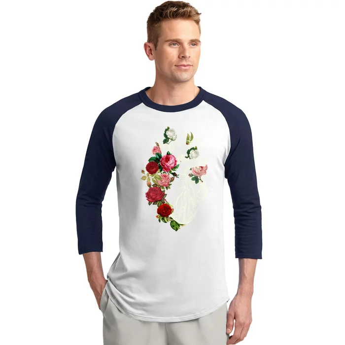 Anatomical Heart And Flowers Show Your Love Gift Baseball Sleeve Shirt