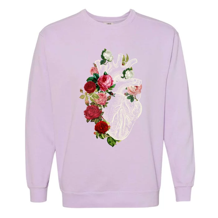 Anatomical Heart And Flowers Show Your Love Gift Garment-Dyed Sweatshirt