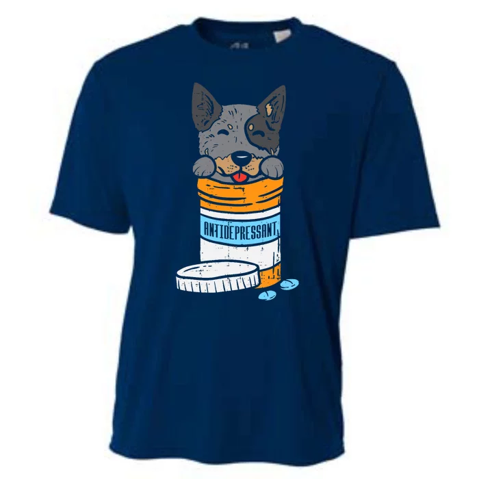 Antidrepressant Heeler Animal Pet Blue Red Cattle Dog Gift Cooling Performance Crew T-Shirt