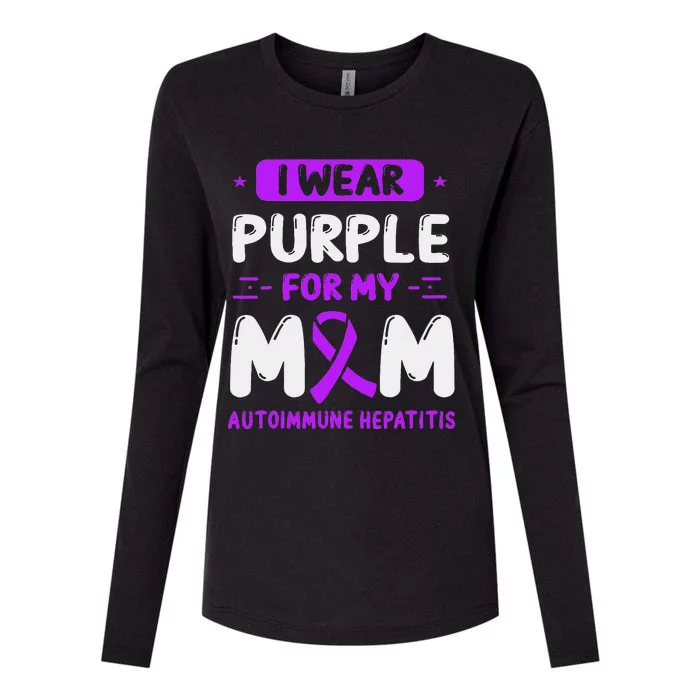 Autoimmune Hepatitis Awareness Mom Purple Ribbon Mama Mother Womens Cotton Relaxed Long Sleeve T-Shirt