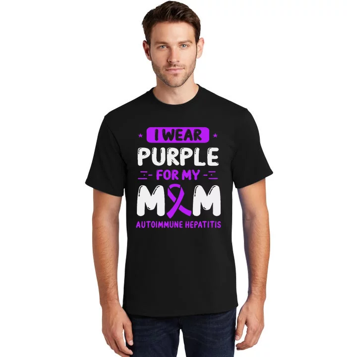 Autoimmune Hepatitis Awareness Mom Purple Ribbon Mama Mother Tall T-Shirt