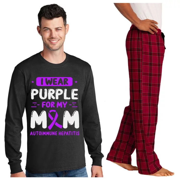 Autoimmune Hepatitis Awareness Mom Purple Ribbon Mama Mother Long Sleeve Pajama Set