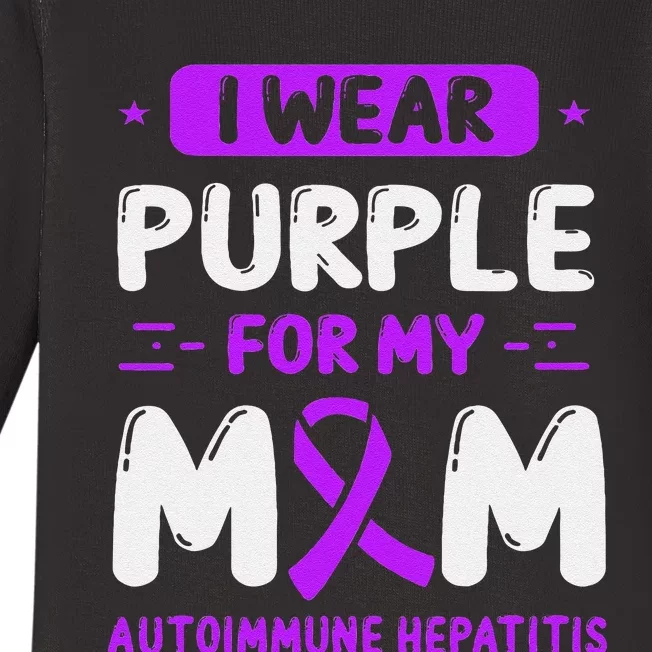 Autoimmune Hepatitis Awareness Mom Purple Ribbon Mama Mother Baby Long Sleeve Bodysuit