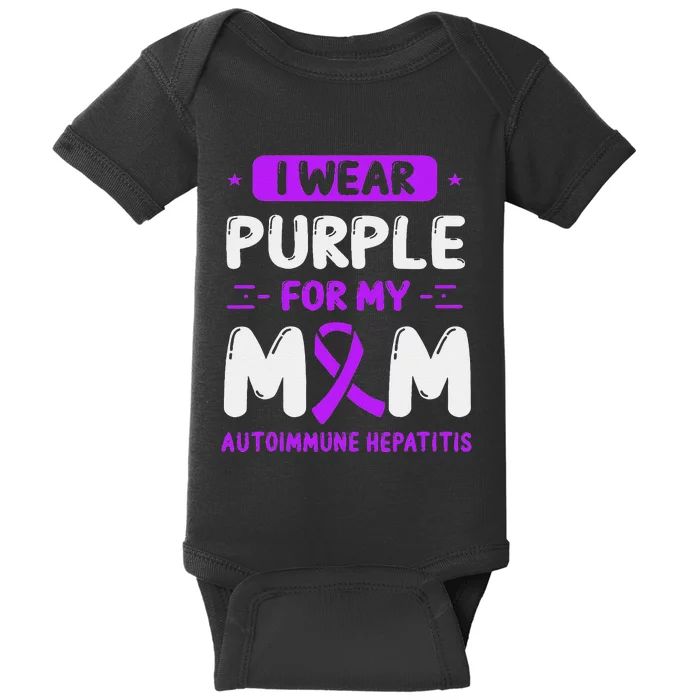 Autoimmune Hepatitis Awareness Mom Purple Ribbon Mama Mother Baby Bodysuit