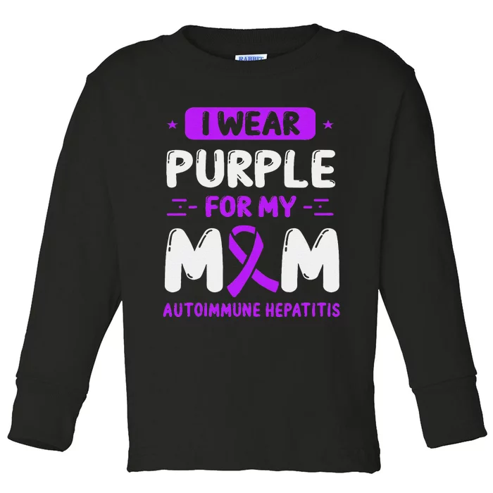 Autoimmune Hepatitis Awareness Mom Purple Ribbon Mama Mother Toddler Long Sleeve Shirt