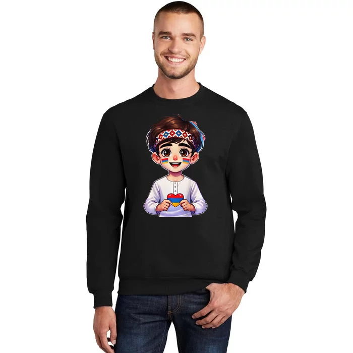 Armenian Holding Armenian Flag Colored Heart Sweatshirt