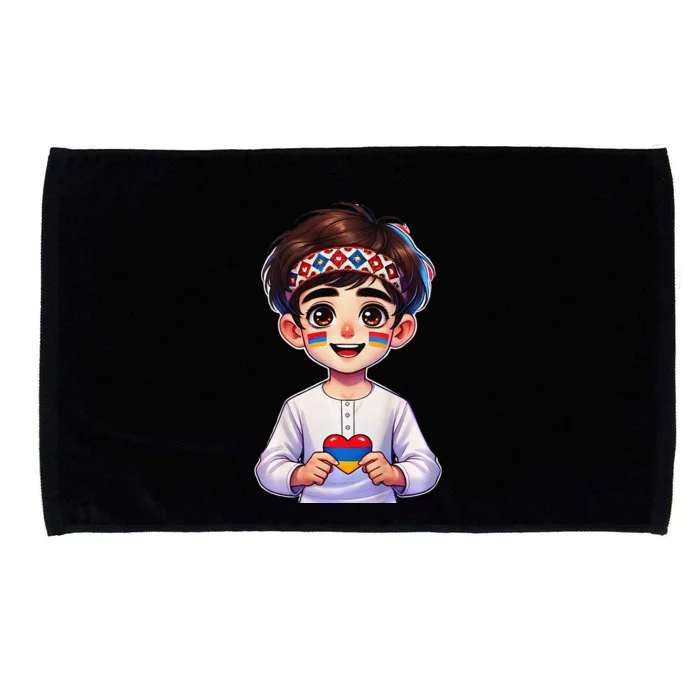 Armenian Holding Armenian Flag Colored Heart Microfiber Hand Towel