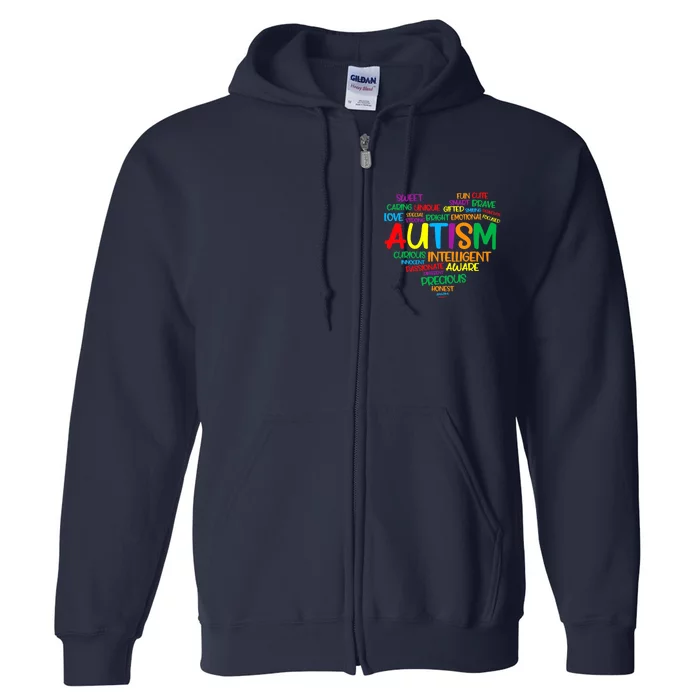 Autism Heart Autism Awareness proud Autism Mom Gifts Family Full Zip Hoodie