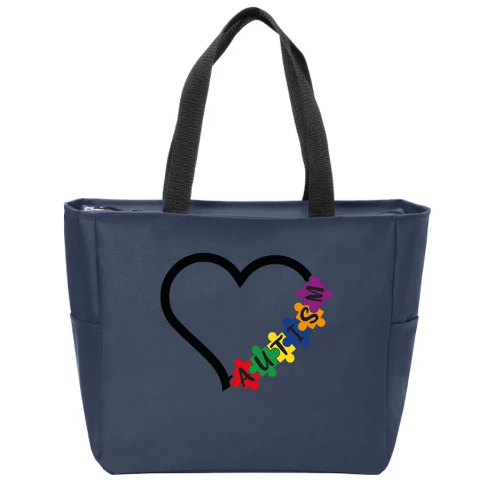 Autism Heart Zip Tote Bag