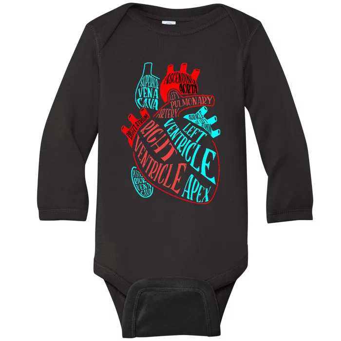 Anatomy Heart Aorta Doctor Nurse Cardiologist Cardiology Baby Long Sleeve Bodysuit