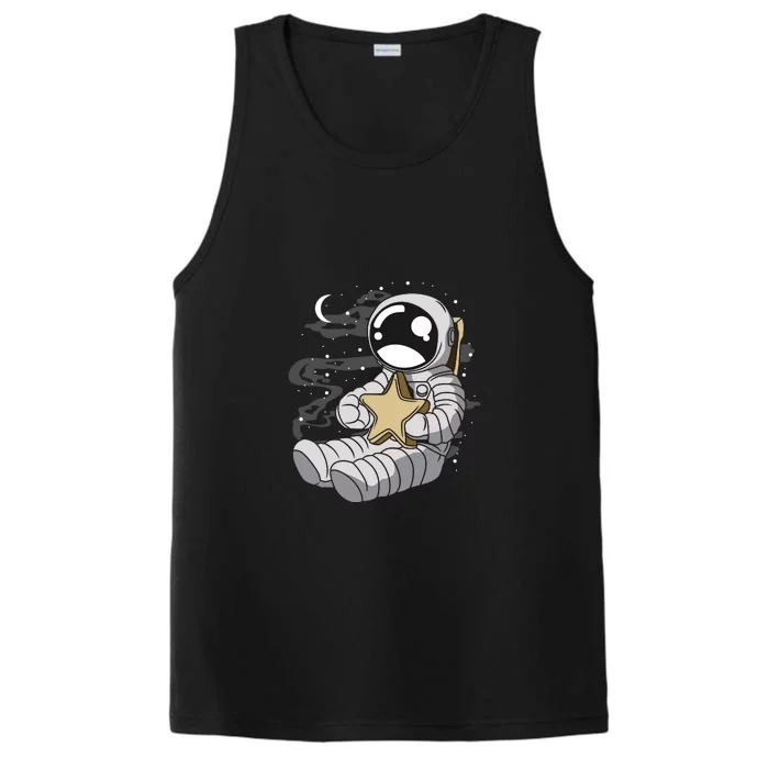 Astronaut Hugging A Star On The Moon Performance Tank