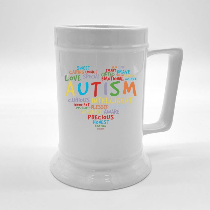 Autism Heart Autism Awareness Autism Mom Autism Supporter Front & Back Beer Stein