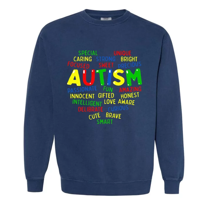 Autism Heart Autism Awareness Proud Autism Mom Family Garment-Dyed Sweatshirt