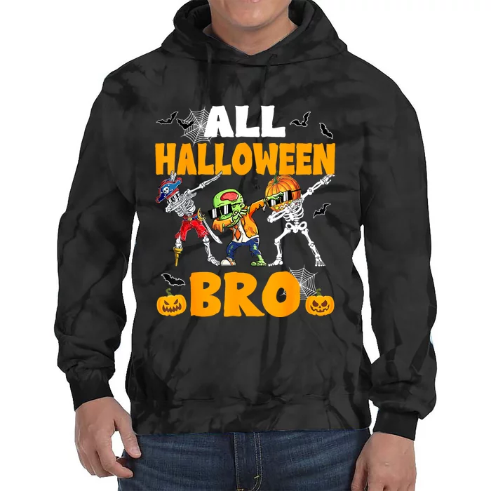 All Halloween Bro Dabbing Skeleton Jack O Lantern Tie Dye Hoodie