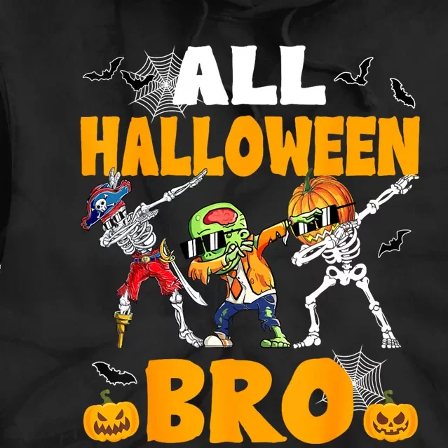 All Halloween Bro Dabbing Skeleton Jack O Lantern Tie Dye Hoodie