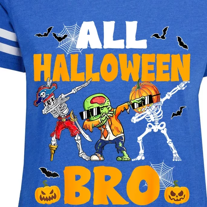 All Halloween Bro Dabbing Skeleton Jack O Lantern Enza Ladies Jersey Football T-Shirt