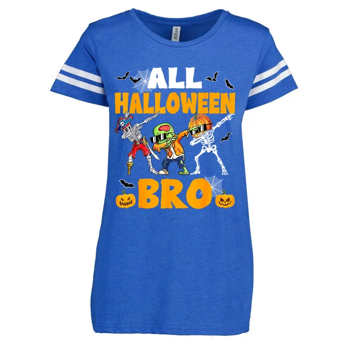 All Halloween Bro Dabbing Skeleton Jack O Lantern Enza Ladies Jersey Football T-Shirt