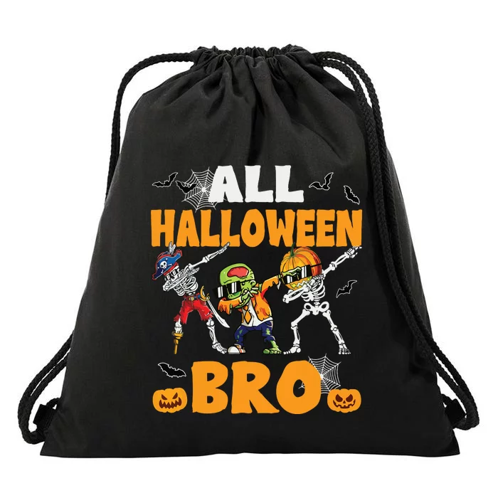 All Halloween Bro Dabbing Skeleton Jack O Lantern Drawstring Bag