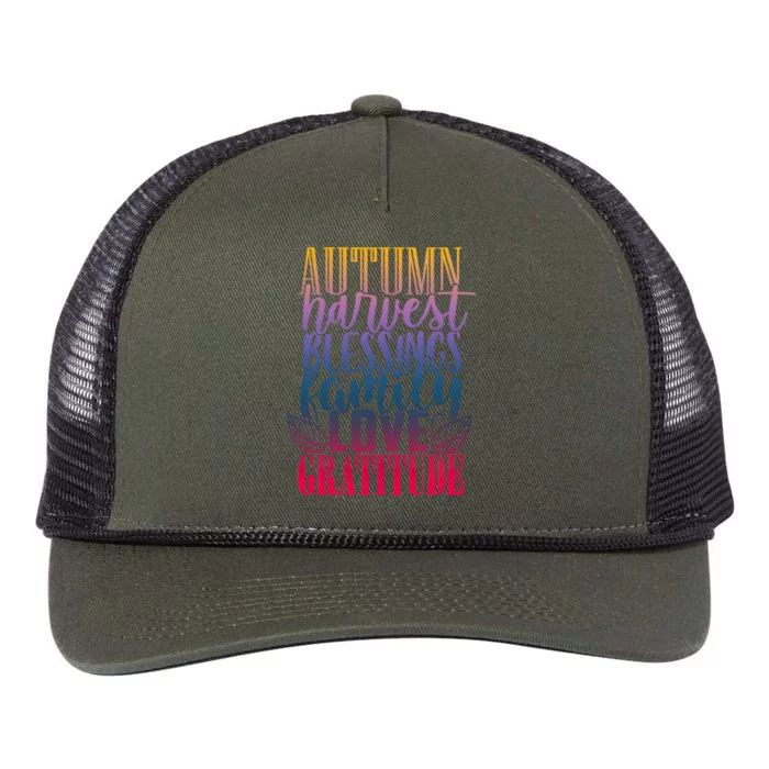 Autumn Harvest Blessing Family Love Gratitude Thankgiving Meaningful Gift Retro Rope Trucker Hat Cap