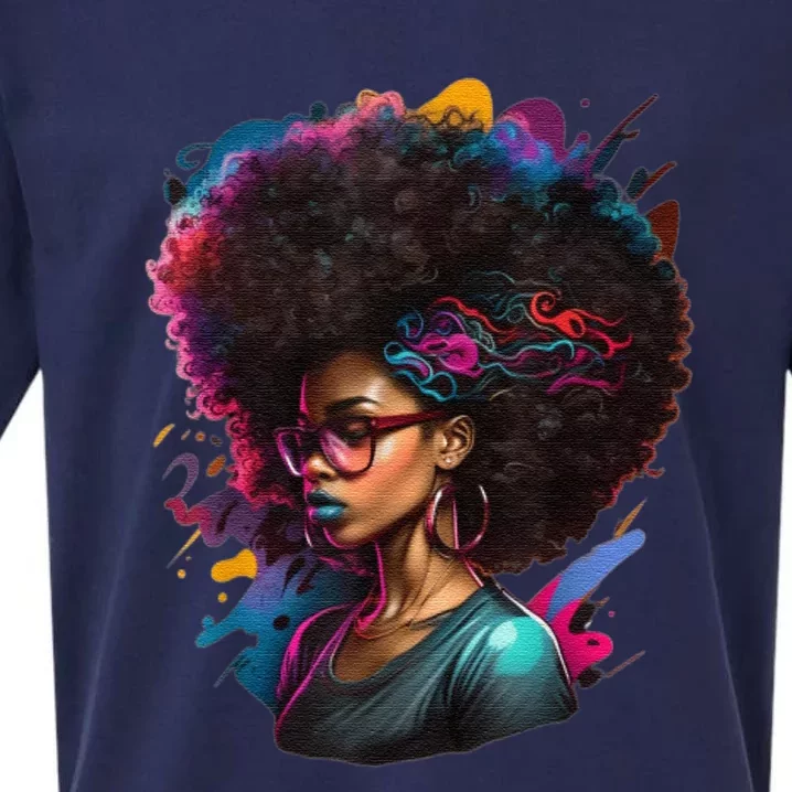 Afro Hair Beauty Fashion Funny History Month Sueded Cloud Jersey T-Shirt