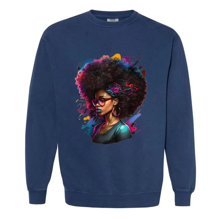 Afro Hair Beauty Fashion Funny History Month Garment-Dyed Sweatshirt