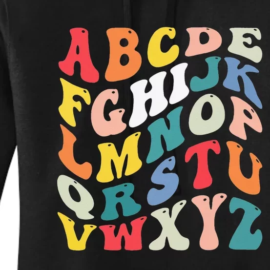 alphabet hi back to school ABC Pre K Kindergarten Teacher Women's Pullover Hoodie