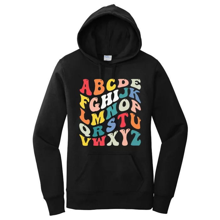 alphabet hi back to school ABC Pre K Kindergarten Teacher Women's Pullover Hoodie