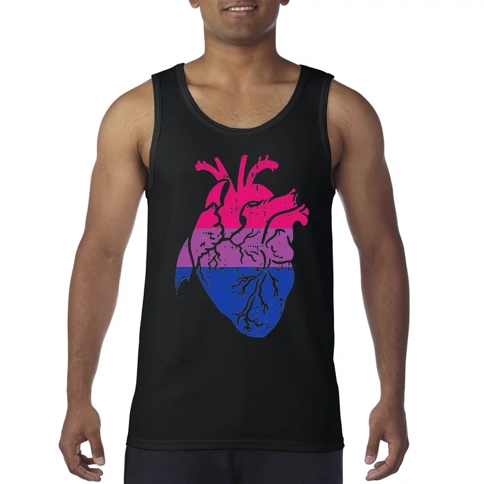 Anatomical Heart Bisexual Pride Bi Flag LGBTQ Nurse Gift Tank Top