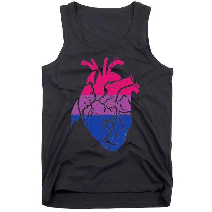 Anatomical Heart Bisexual Pride Bi Flag LGBTQ Nurse Gift Tank Top