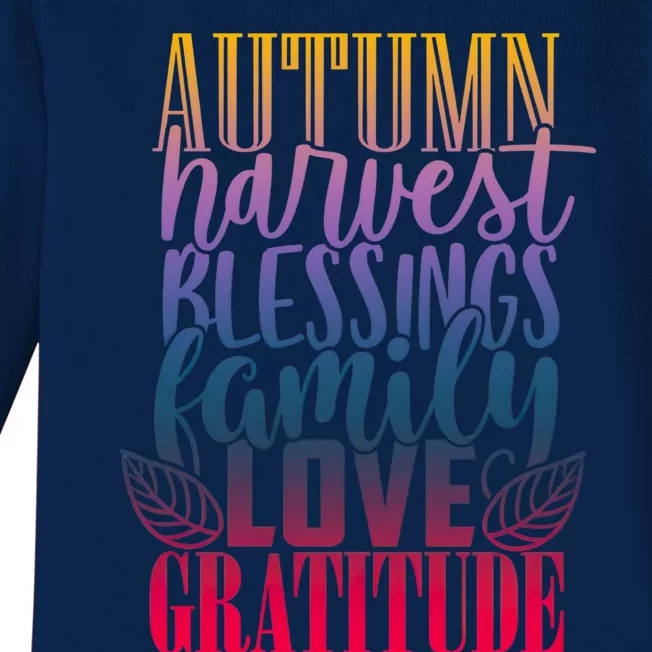 Autumn Harvest Blessing Family Love Gratitude Thankgiving Gift Baby Long Sleeve Bodysuit