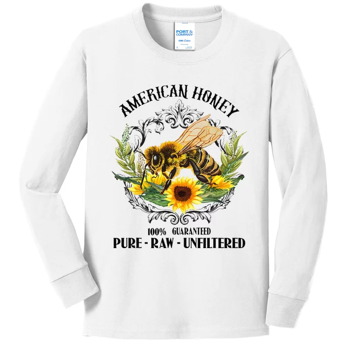 American Honey Bee Funny Beekeeping Gift For Beekeeper Kids Long Sleeve Shirt