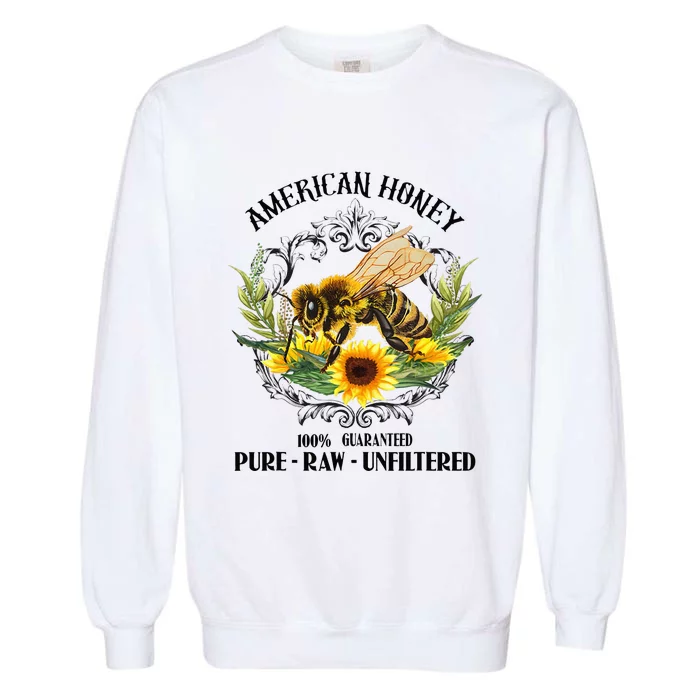 American Honey Bee Funny Beekeeping Gift For Beekeeper Garment-Dyed Sweatshirt