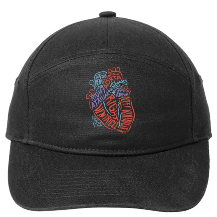 Anatomy Heart Cardiology Student Medical Professional 7-Panel Snapback Hat