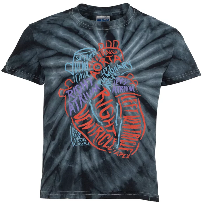 Anatomy Heart Cardiology Student Medical Professional Kids Tie-Dye T-Shirt