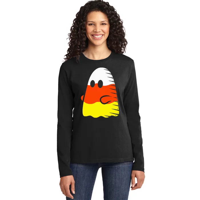 Adorable Halloween Candy Corn Outfit Ladies Long Sleeve Shirt