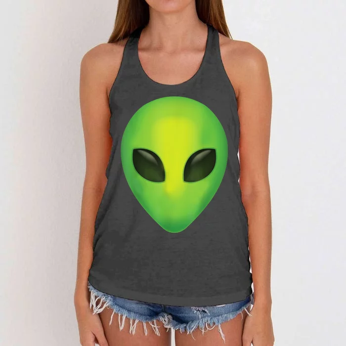 Alien Head Colorful Alien Rave Believe Women's Knotted Racerback Tank