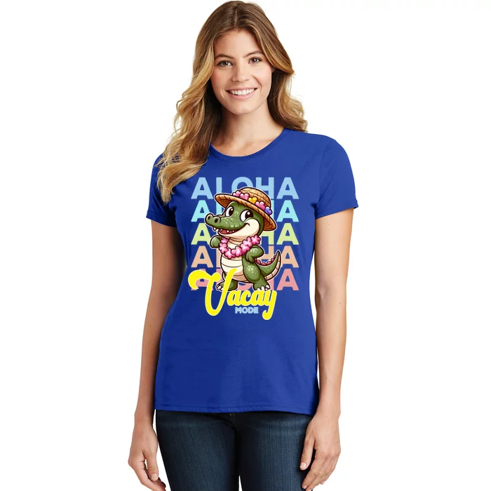 Aloha Hawaiian Crocodile Alligator Grass Skirt Vacay Mode Cute Gift Women's T-Shirt