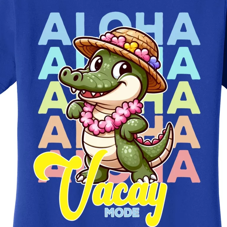 Aloha Hawaiian Crocodile Alligator Grass Skirt Vacay Mode Cute Gift Women's T-Shirt