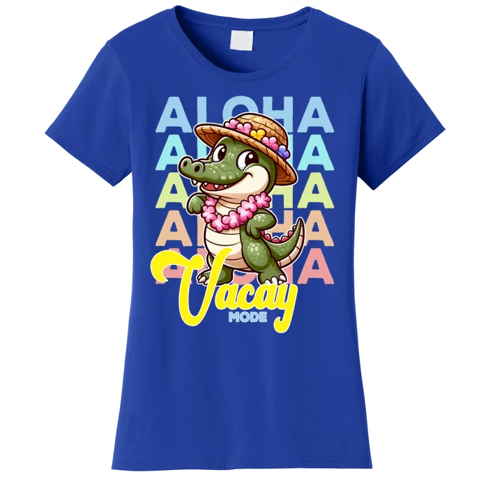 Aloha Hawaiian Crocodile Alligator Grass Skirt Vacay Mode Cute Gift Women's T-Shirt