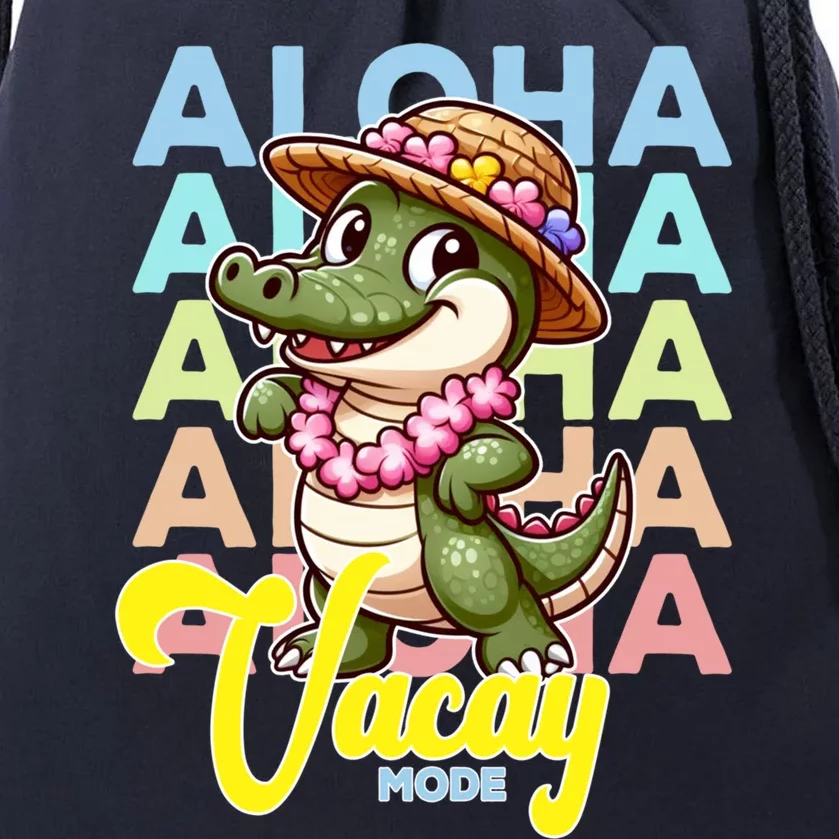 Aloha Hawaiian Crocodile Alligator Grass Skirt Vacay Mode Cute Gift Drawstring Bag