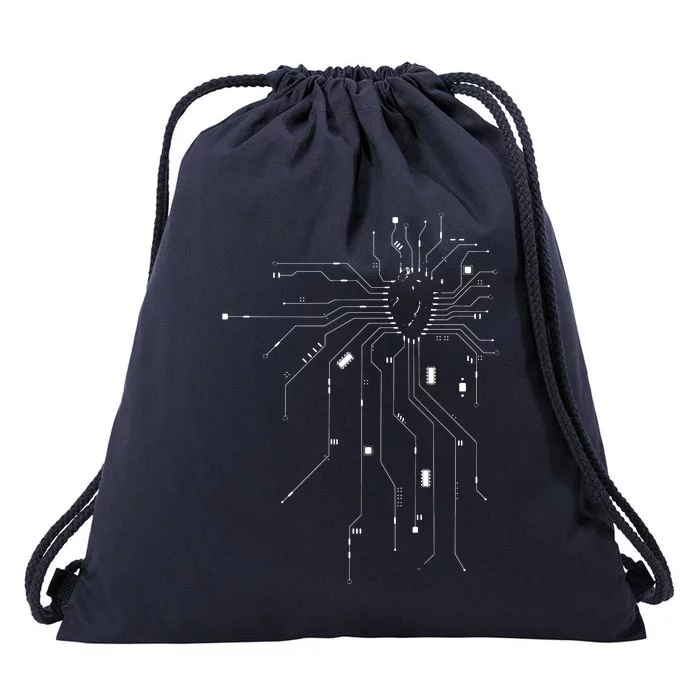 Anatomical Heart CPU Processor PCB Board Computer Programmer Drawstring Bag